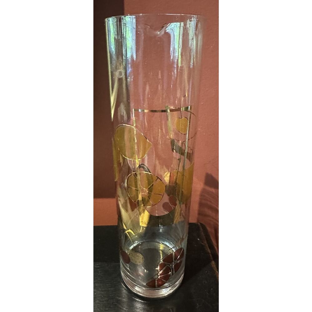 1950s MCM Gold Mixed FruitCocktail Sangria Martini Glass Pitcher Signed Gay Fad - Picture 14 of 16